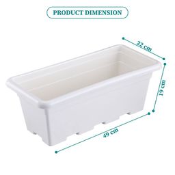 Kuber Industries White Rectangle Shaped Jupiter Gamla Window Planters image 2