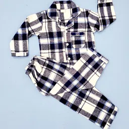 Freesia Array Kids Checked Lapel Collar Night suit-picture-24