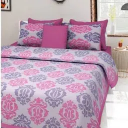 Aura White And Pink Printed Pure Cotton 144 TC Queen Bedsheet Set 2.10cm X 2.30 m-image-55