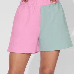 The Souled Store Women Colourblocked Mid-Rise Cotton Shorts-image-31