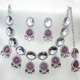 VATSALYA creation Alloy Gold- plated Purple Jewellery Set-picture-12