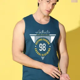 WOOSTRO Pack Of 2 Printed Super Combed Cotton Gym Vests VWS26(98 PEACOCK)(ENJOY RUST)-image-24