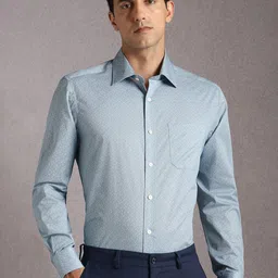 Louis Philippe Geometric Printed Long Sleeves Pure Cotton Formal Shirt-image-64