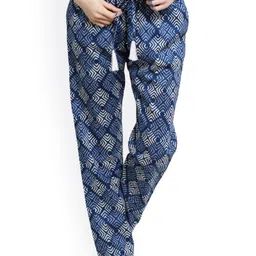 evolove Women Printed Pure Cotton Mid Rise Lounge Pant-image-59