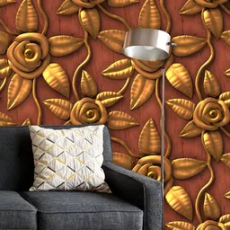 ArtzFolio Printed UV-Resistant Anti-Bacterial D Golden Flowers Pattern Peel & Stick Wallpaper-image-12