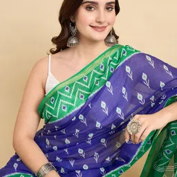 Anouk Rustic Floral Printed Zari Ikat Saree-37