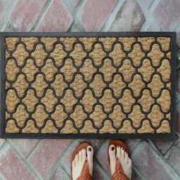 prettykrafts Brown & Black Mesh Coir Anti-Slip Doormat-40