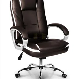 Oakcraft Black & White High Back Leatherette Adjustable Seat Height Office Chair-picture-30