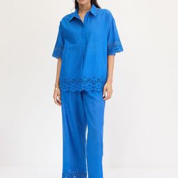 FEMMELLA Self Design Pure Cotton Shirt & Trousers Co-Ord Set-image-52