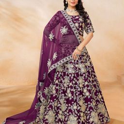 ODETTE Embroidered Thread Work Semi-Stitched Lehenga & Unstitched Blouse With Dupatta-picture-39