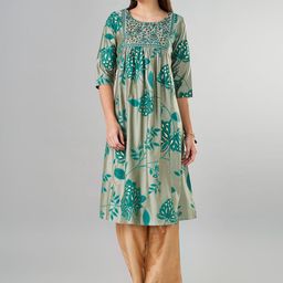 RANGMANCH BY PANTALOONS Floral Printed A Line Kurta-image-58
