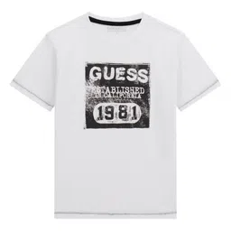 GUESS kids Boys Typography Printed Round Neck Cotton T-shirt-image-87