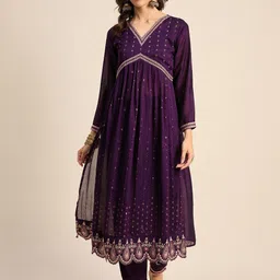 Anouk Rustic Women Ethnic Motifs Embroidered Regular Sequinned Kurta with Trousers-39