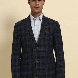 Cantabil Smart Fit Checked Notched Lapel Long Sleeve Single Breasted Blazer-image-46