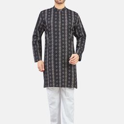 Studio Shringaar Men Chevron Printed Thread Work Kurta-picture-13