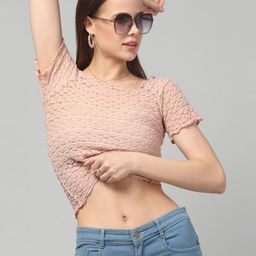 clobug Self Design Round Neck Pure Cotton Top-picture-14