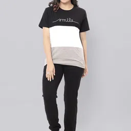 evolove Women Cotton Colourblocked Night suit-picture-33