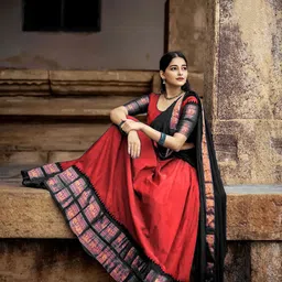 MANMOHITSAREE Semi-Stitched Silk Lehenga & Unstitched Blouse With Dupatta image 5
