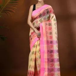 DESH BIDESH Floral Printed Pure Cotton Block Print Saree-image-67