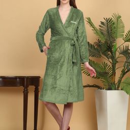 KLOTTHE Self Design Wool Bath Robe With Belt-17