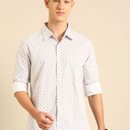 Joven Men Spread Collar Micro Ditsy Printed Cotton Casual Shirt-image-79
