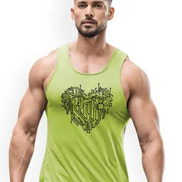 3Colors Printed Dry-Fit Sleeveless Gym Vest VEST-NCUT-ROBOT HEART-GREEN_M-image-90