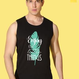WOOSTRO Pack Of 2 Printed Super Combed Cotton Gym Vests VWS26(HARD YELLOW)(ENJOY BLACK)-picture-30