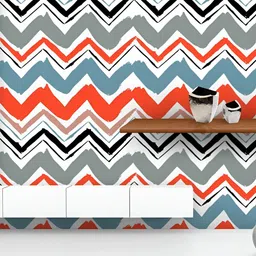 ArtzFolio Printed UV-Resistant Anti-Bacterial Abstract Minimalistic Zig Zag Peel & Stick Wallpaper-image-25