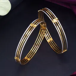 PRIVIU Set Of 2 Gold-Plated Minimal Bangles-10