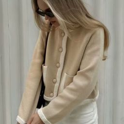 Blooming Tales Women Round Neck Long Sleeve Crop Cardigan-picture-0