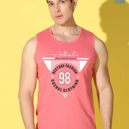 WOOSTRO Pack Of 2 Printed Combed Cotton Gym Vests VWS26(98 PEACH)(ENJOY LGTGREEN)-5
