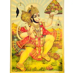 SHOP BY ROOM Yellow & Red Lord Hanuman Wall Art Tile-image-21