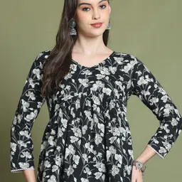Roly Poly Women Floral Printed Pure Cotton Peplum Top-image-88