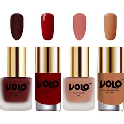 VOLO Set Of 4 Velvet Matte & Extra Shine Nail Polish-8 ml & 9.9 ml Each Shade 23-38-31-64-35