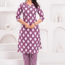 SHALIG Floral Printed Regular Pure Cotton Kurti With Trousers-picture-36