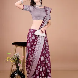 Leelavati Floral Pure Georgette Kanjeevaram Saree-image-91