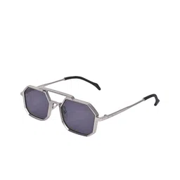 SPADEACES Unisex Black Lens & Gunmetal-Toned Aviator Sunglasses With UV Protected Lens-picture-2