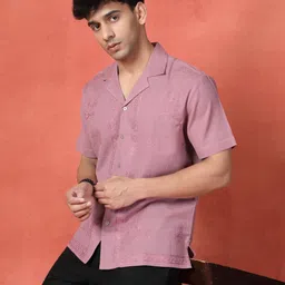 Sangria Embroidered Cotton Cubans Collar Shirt-picture-33