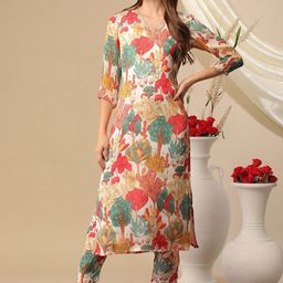 GoSriKi Women Floral Printed Regular Kurta with Trousers-54