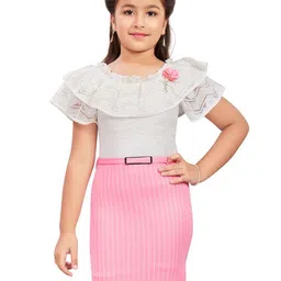 Lei-Chie Striped Flutter Sleeve Applique Bodycon Midi Dress-picture-4
