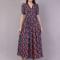 FLY STITCH Floral Print Fit & Flare Maxi Dress-image-97