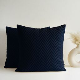 HOMEMONDE Blue Set of 2 Geometric Square Cushion Covers-image-66