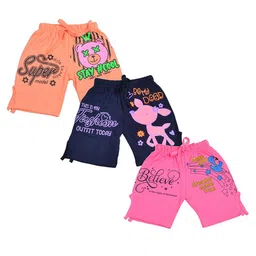 BAESD Girls Pack Of 3 Graphic Printed Mid-Rise Cotton Shorts-image-41