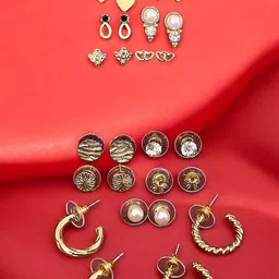 OOMPH Set Of 14 Heart Shaped Studs-20