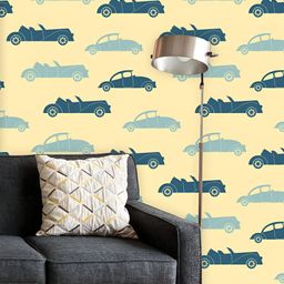 ArtzFolio Printed UV-Resistant Anti-Bacterial Retro Cars Peel & Stick Wallpaper-image-98