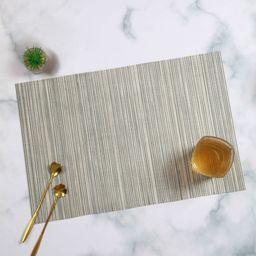 OBSESSIONS 6-Pcs Grey Striped Rectangle PVC Waterproof Dining Table Placemats-image-52