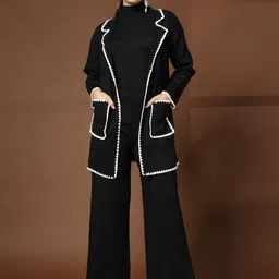 Mafadeny Embroidered High Neck Top & Trousers With Cardigan Co-Ords-picture-9