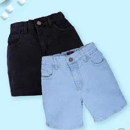 KiddoPanti Pack Of 2 Boys Knee Length Denim Shorts-image-8
