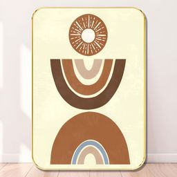 Livin'luxe Maroon & Brown Modern Boho Geometric Rectangle Wall Art-picture-1