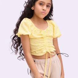 Bombay High Checked Flutter Sleeve Top-image-51